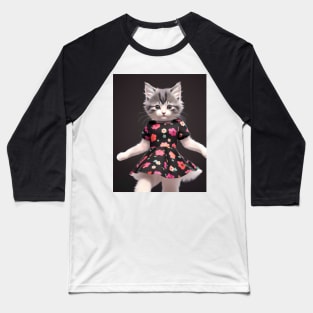 Cat with flower dress - Modern digital art Baseball T-Shirt